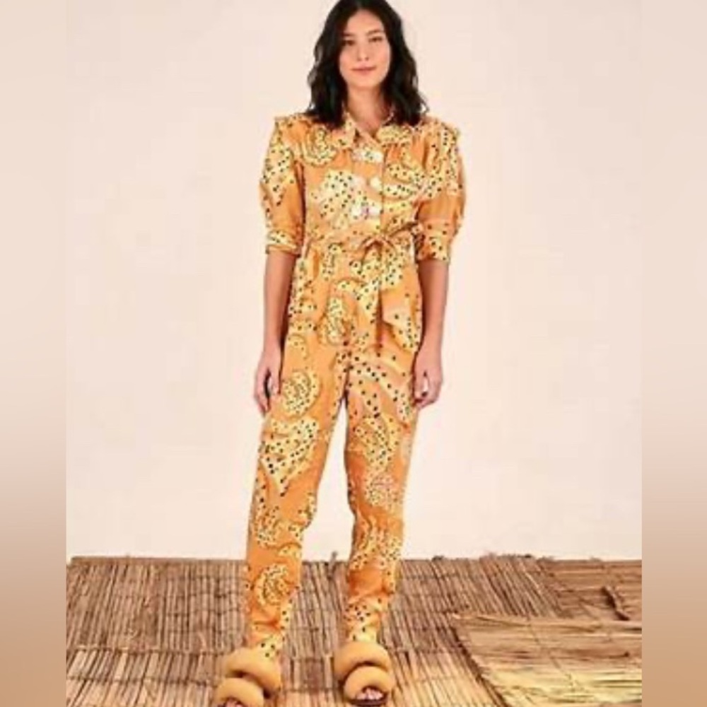FARM Rio Caramel Raining Bananas Puff Sleeve Jumper
